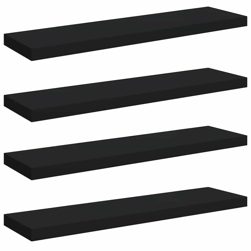 vidaXL Ράφια Τοίχου 4 τεμ. Μαύρα 90x23,5x3,8 εκ. MDF