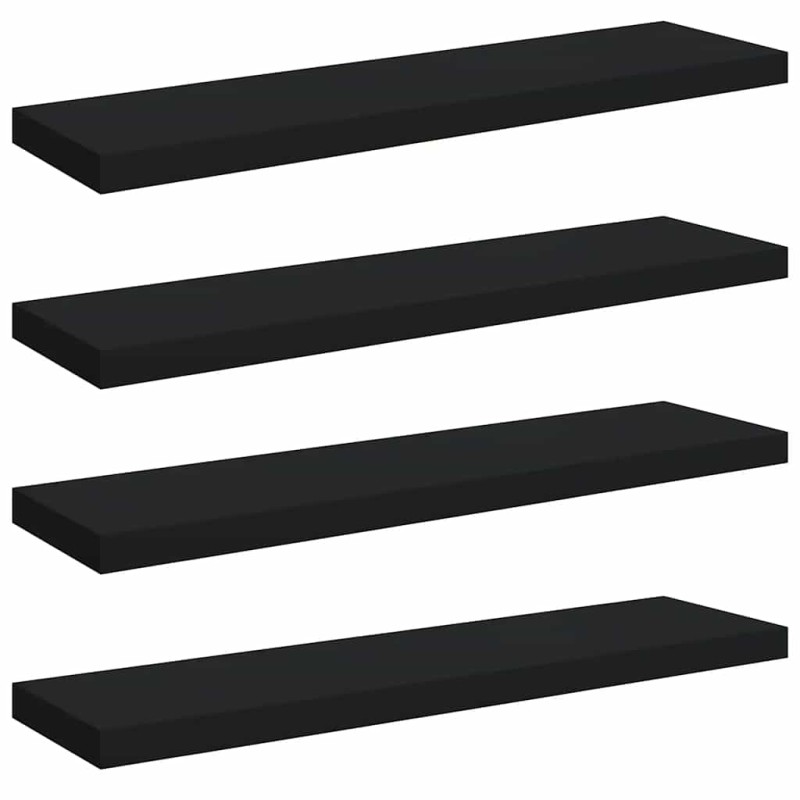 vidaXL Ράφια Τοίχου 4 τεμ. Μαύρα 90x23,5x3,8 εκ. MDF