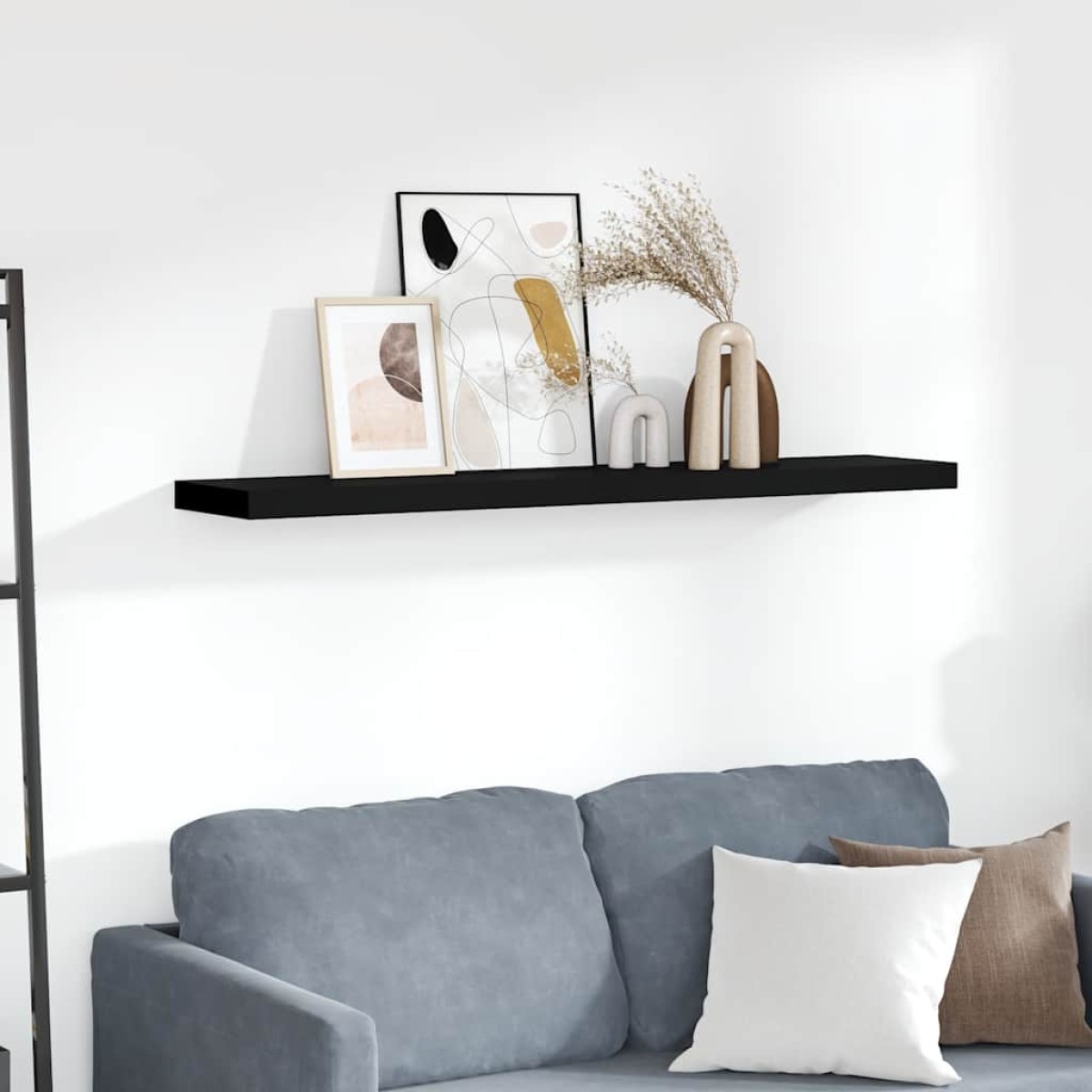 vidaXL Ράφι Τοίχου Μαύρο 120x23,5x3,8 εκ. MDF