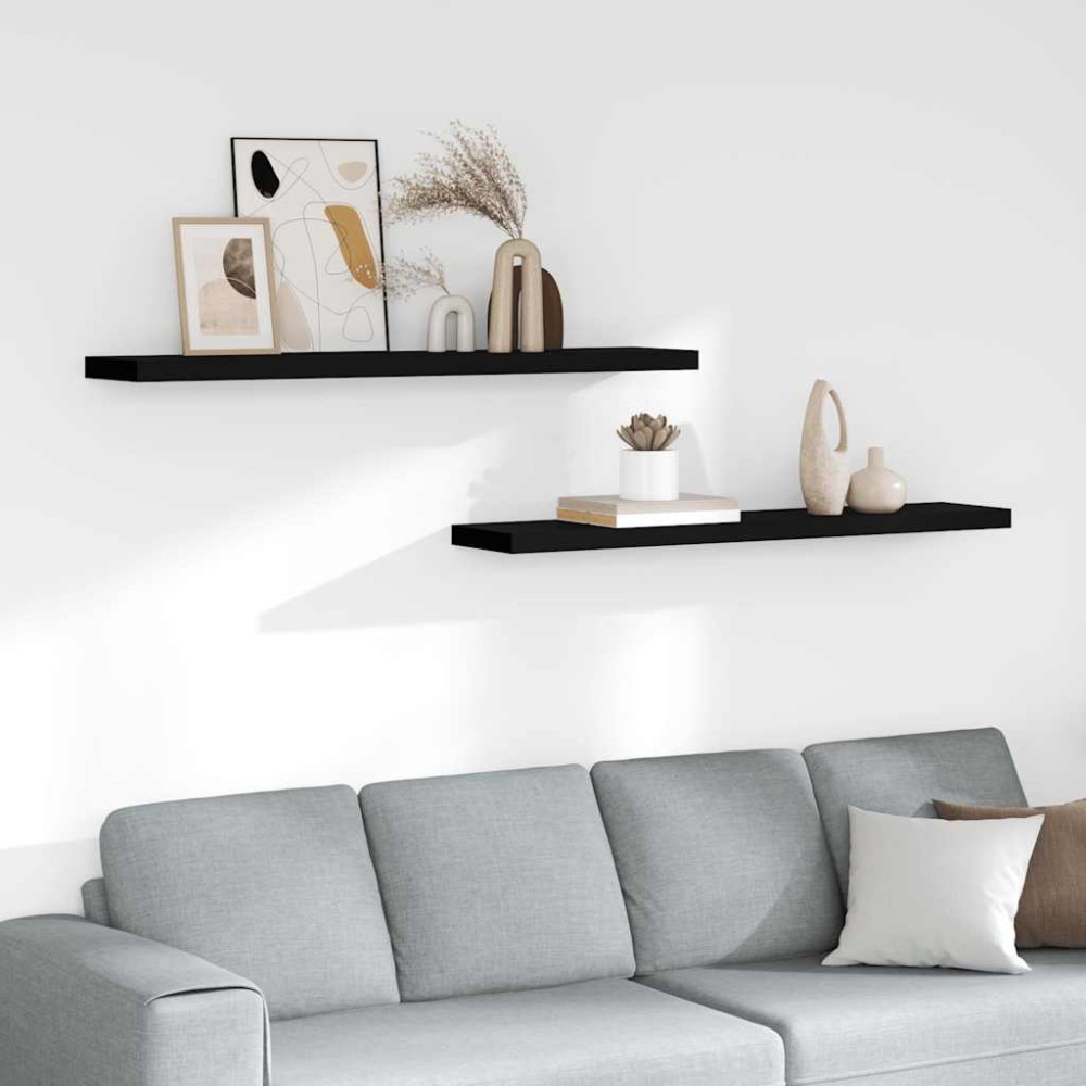 vidaXL Ράφια Τοίχου 2 τεμ. Μαύρα 120x23,5x3,8 εκ. MDF