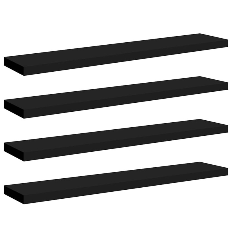vidaXL Ράφια Τοίχου 4 τεμ. Μαύρα 120x23,5x3,8 εκ. MDF