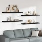 vidaXL Ράφια Τοίχου 4 τεμ. Μαύρα 120x23,5x3,8 εκ. MDF