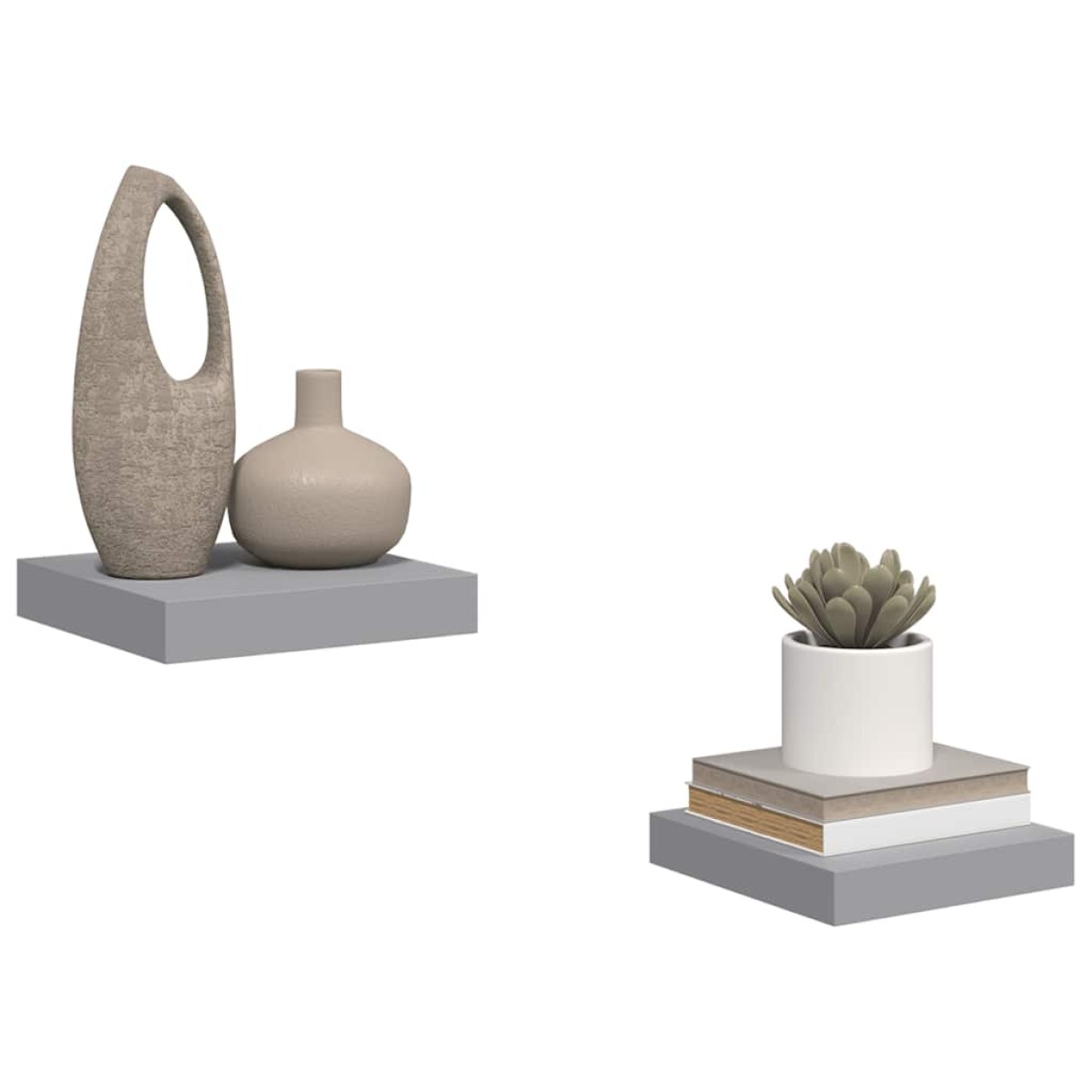 vidaXL Ράφια Τοίχου 2 τεμ. Γκρι 23x23,5x3,8 εκ. MDF