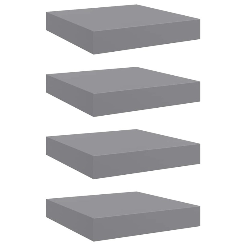 vidaXL Ράφια Τοίχου 4 τεμ. Γκρι 23x23,5x3,8 εκ. MDF