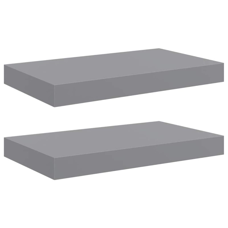 vidaXL Ράφια Τοίχου 2 τεμ. Γκρι 40x23,5x3,8 εκ. MDF