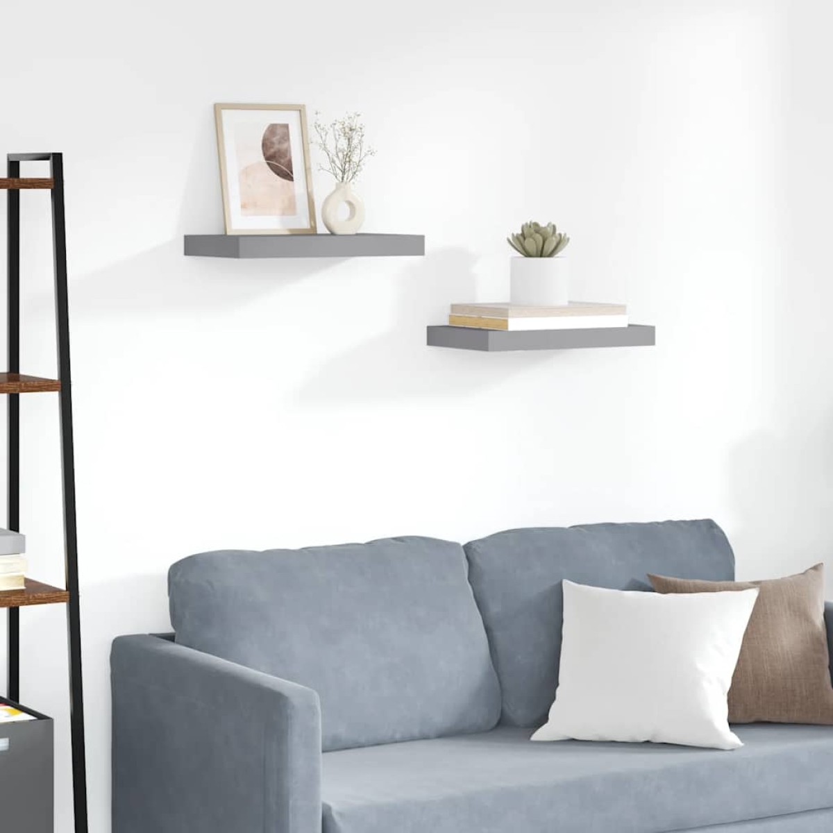 vidaXL Ράφια Τοίχου 2 τεμ. Γκρι 40x23x3,8 εκ. MDF