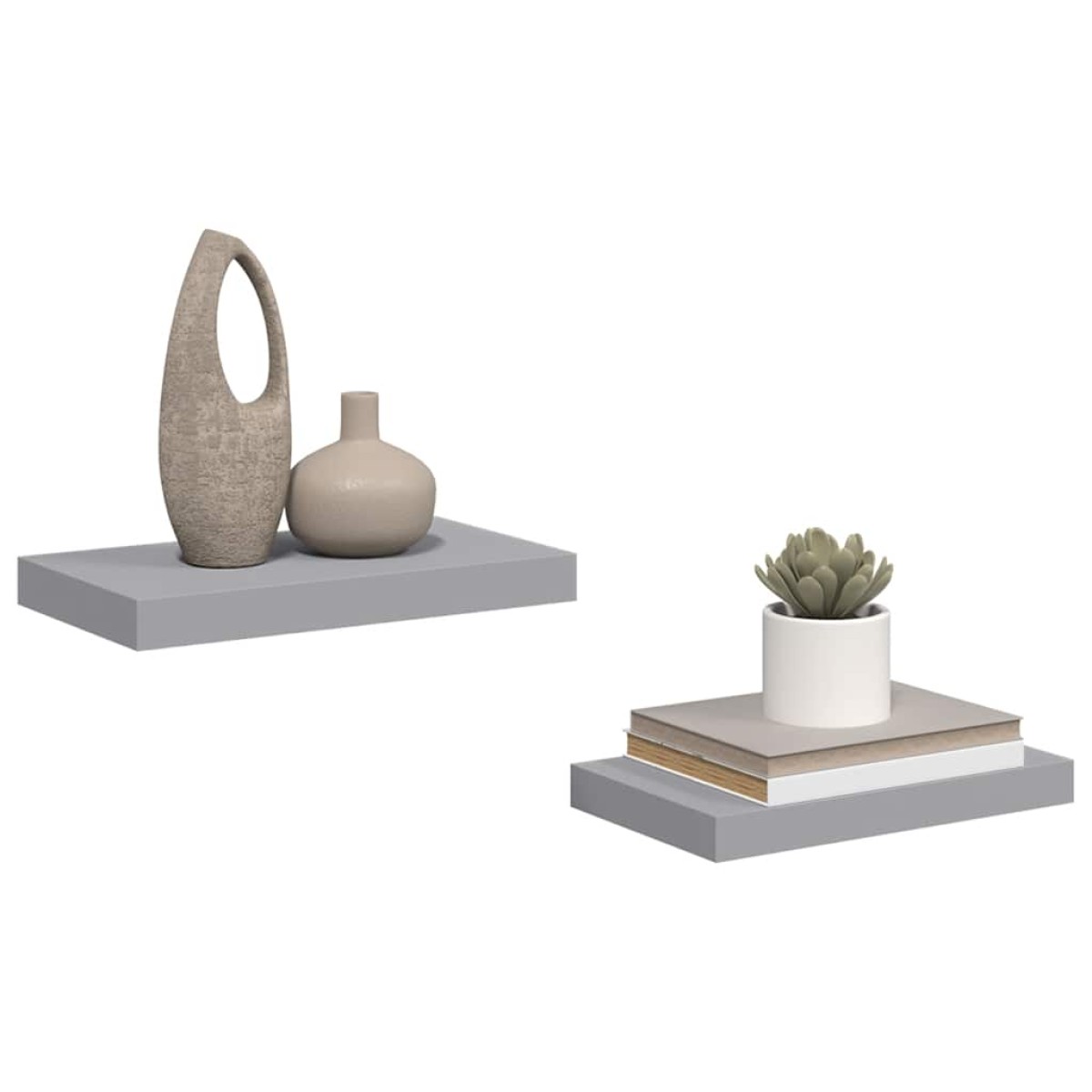 vidaXL Ράφια Τοίχου 2 τεμ. Γκρι 40x23x3,8 εκ. MDF