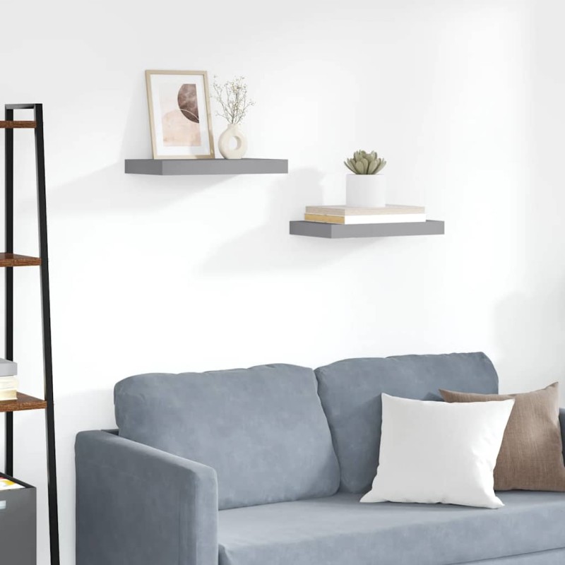 vidaXL Ράφια Τοίχου 2 τεμ. Γκρι 40x23,5x3,8 εκ. MDF