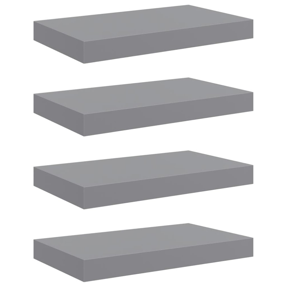 vidaXL Ράφια Τοίχου 4 τεμ. Γκρι 40x23,5x3,8 εκ. MDF