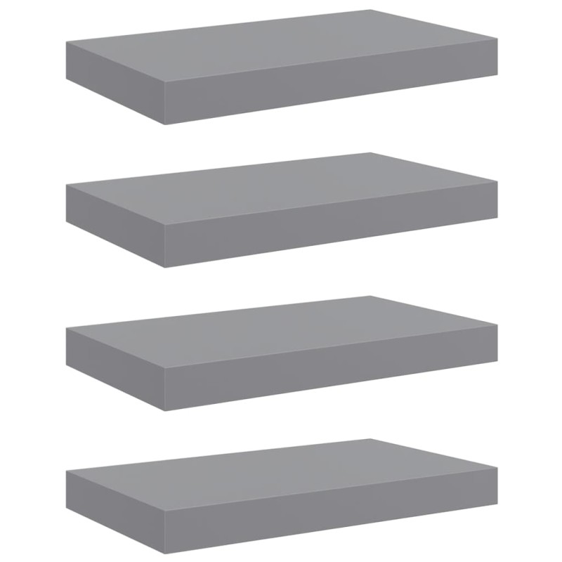 vidaXL Ράφια Τοίχου 4 τεμ. Γκρι 40x23,5x3,8 εκ. MDF