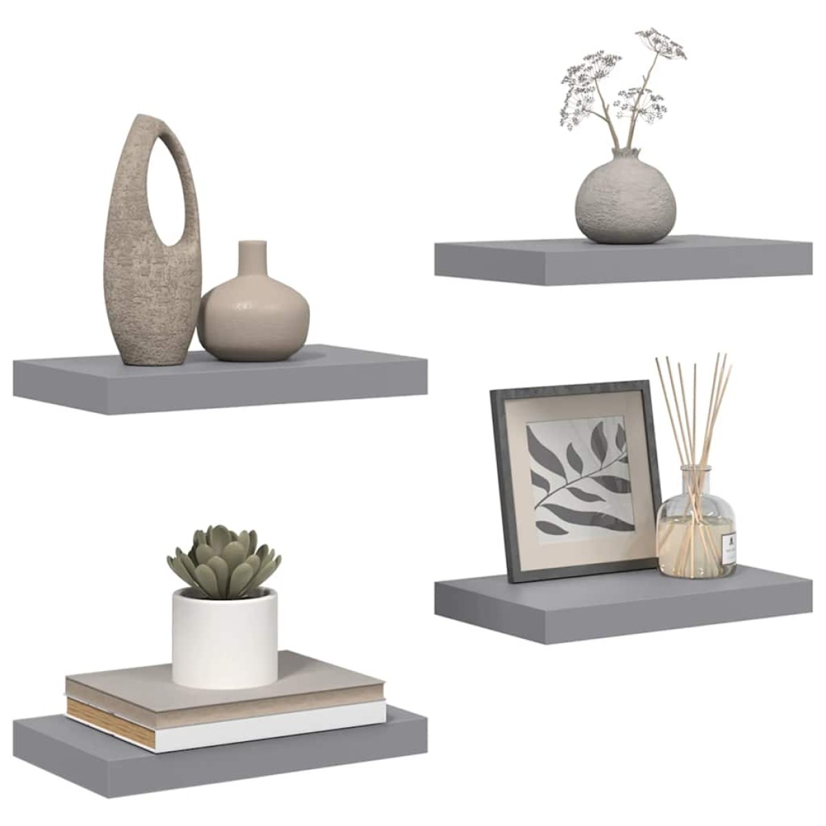 vidaXL Ράφια Τοίχου 4 τεμ. Γκρι 40 x 23 x 3,8 εκ. MDF