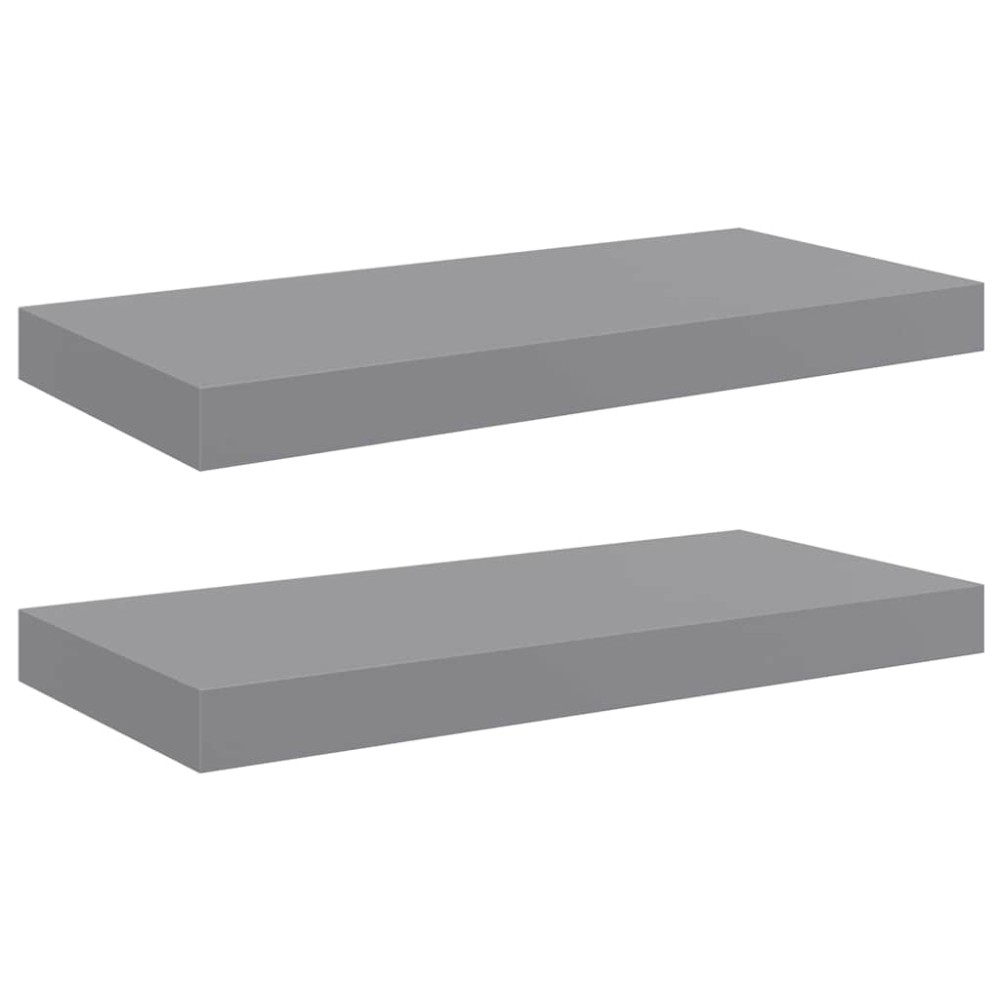 vidaXL Ράφια Τοίχου 2 τεμ. Γκρι 50x23,5x3,8 εκ. MDF