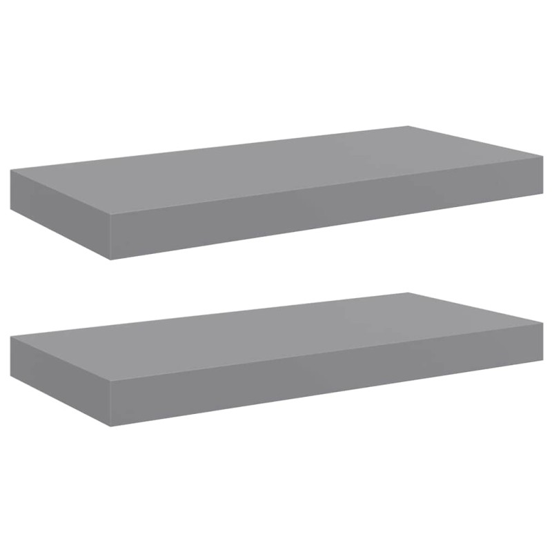 vidaXL Ράφια Τοίχου 2 τεμ. Γκρι 50x23,5x3,8 εκ. MDF