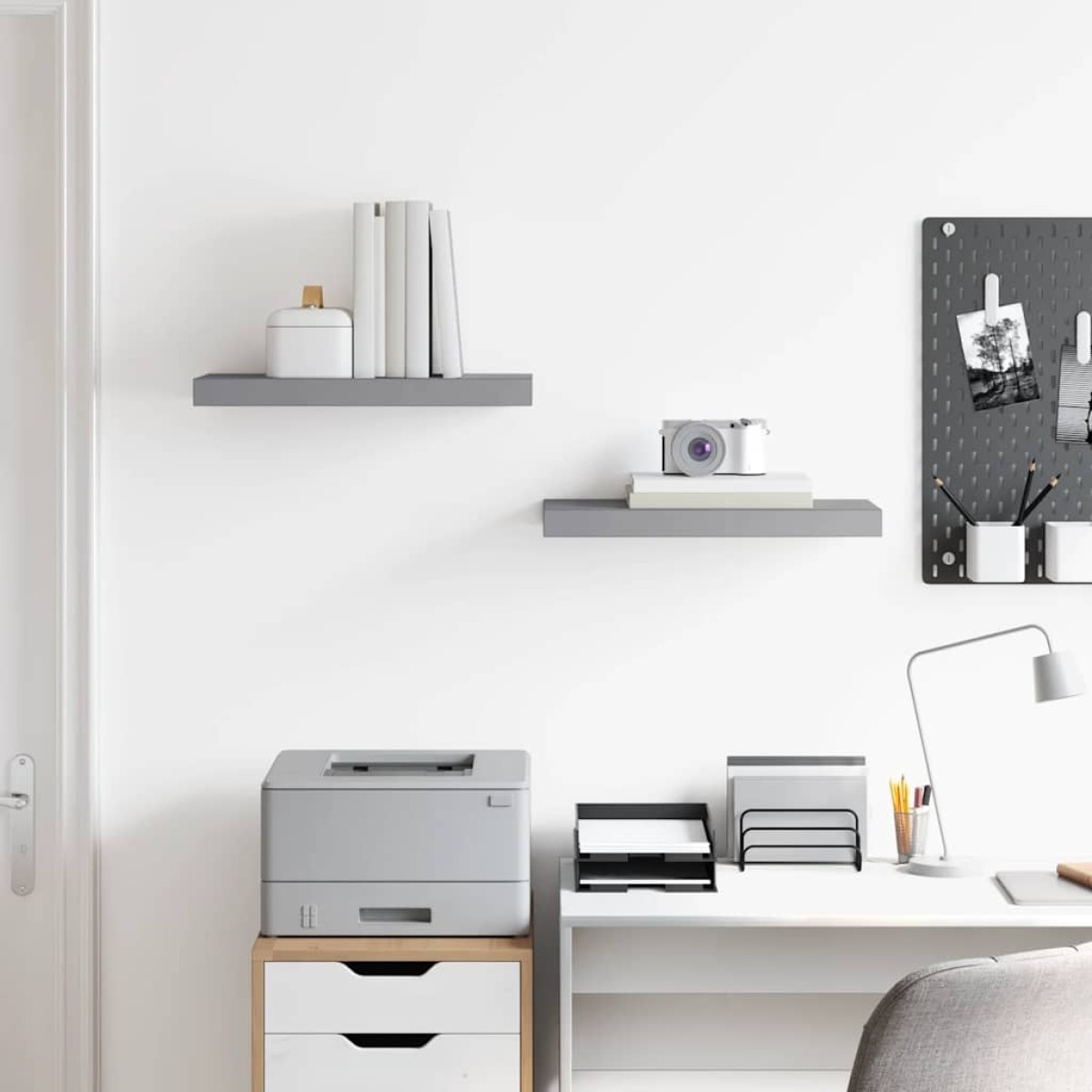 vidaXL Ράφια Τοίχου 2 τεμ. Γκρι 50x23x3,8 εκ. MDF