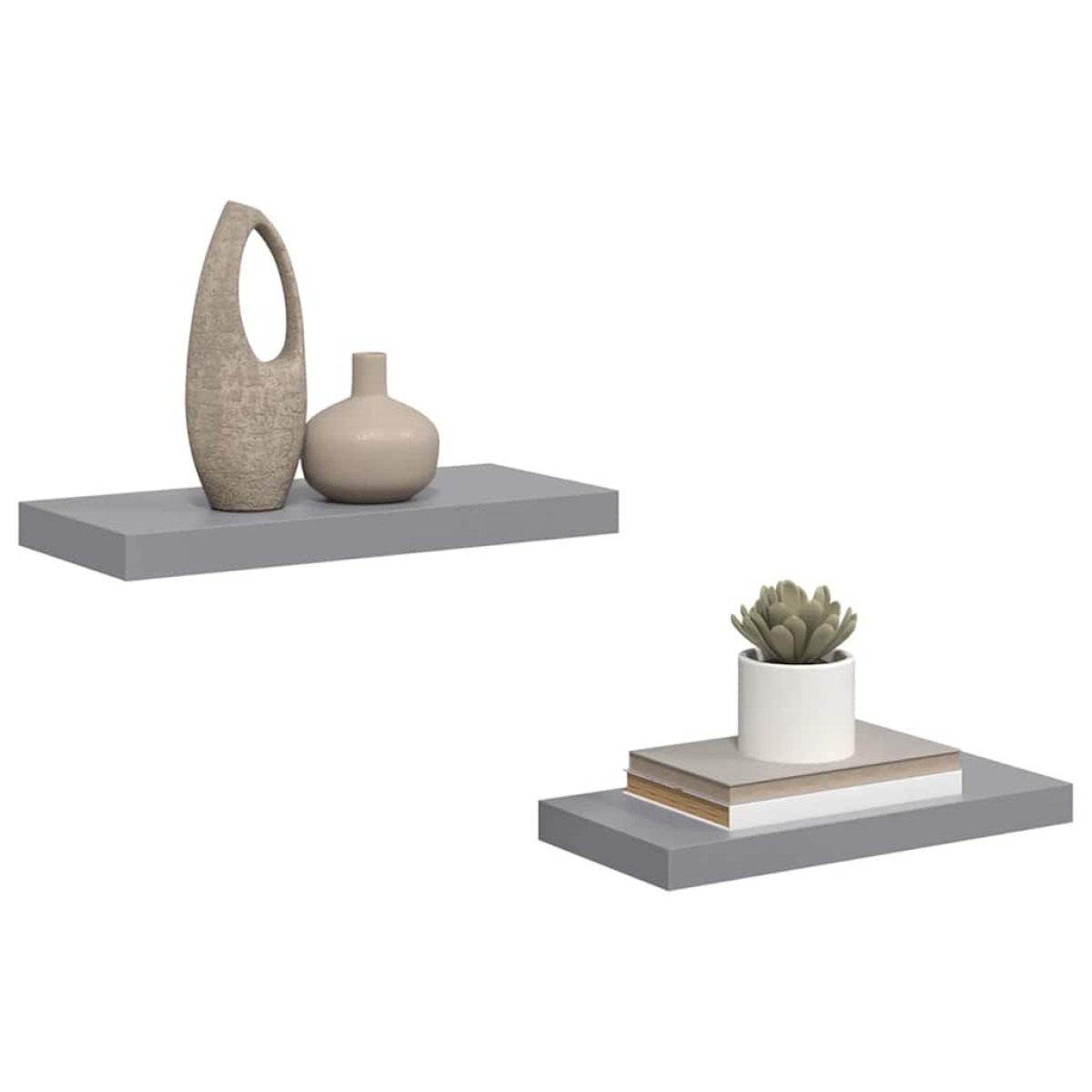 vidaXL Ράφια Τοίχου 2 τεμ. Γκρι 50x23x3,8 εκ. MDF