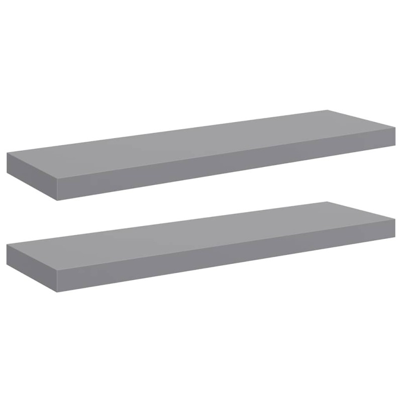 vidaXL Ράφια Τοίχου 2 τεμ. Γκρι 80x23,5x3,8 εκ. MDF