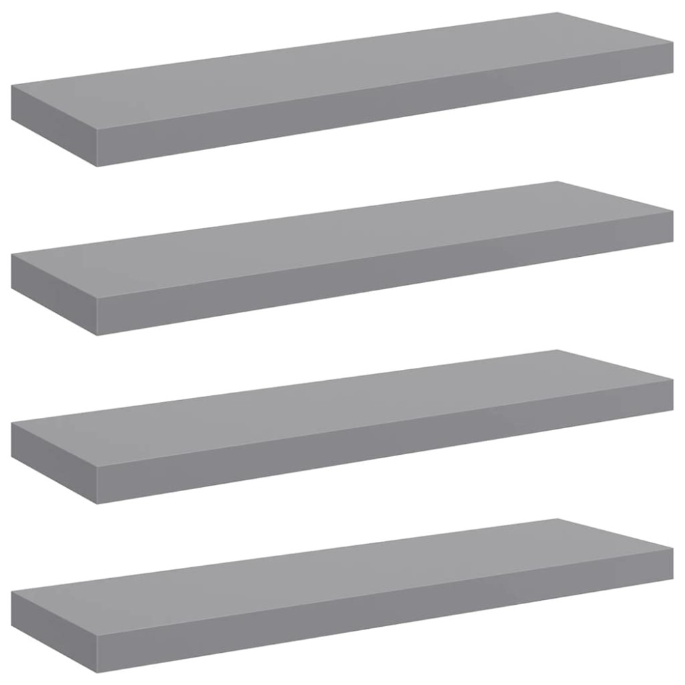 vidaXLΡάφια Τοίχου 4 τεμ. Γκρι 80x23,5x3,8 εκ. MDF