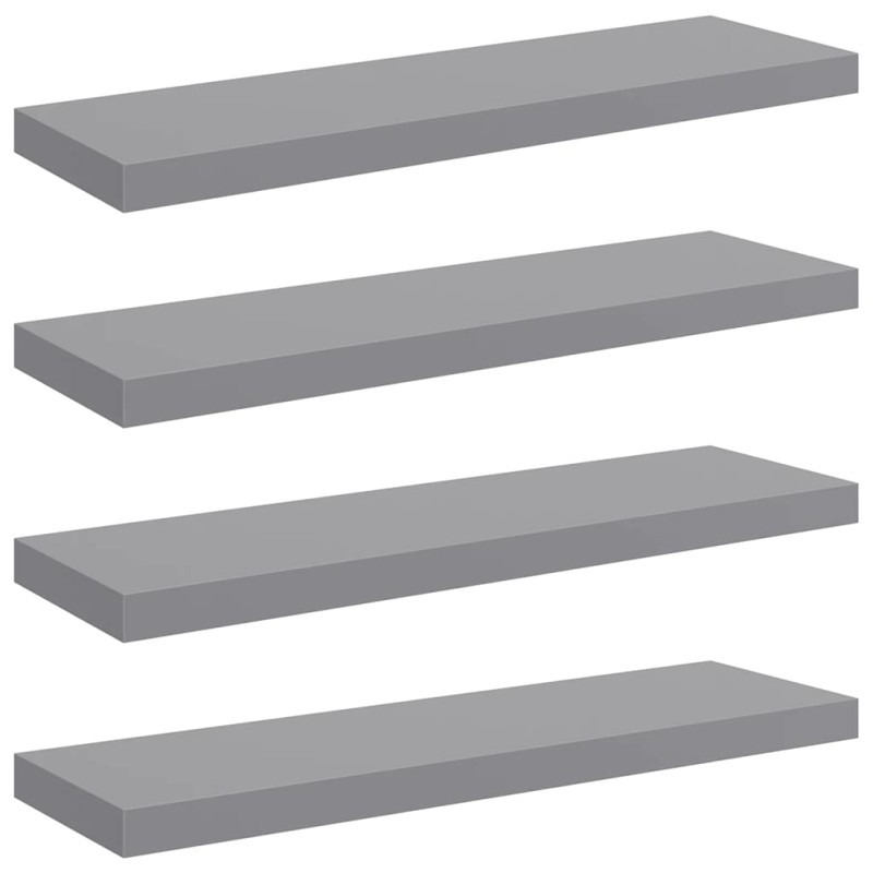 vidaXLΡάφια Τοίχου 4 τεμ. Γκρι 80x23,5x3,8 εκ. MDF