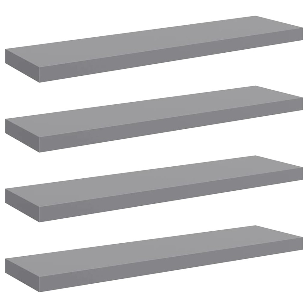 vidaXL Ράφια Τοίχου 4 τεμ. Γκρι 90x23,5x3,8 εκ. MDF