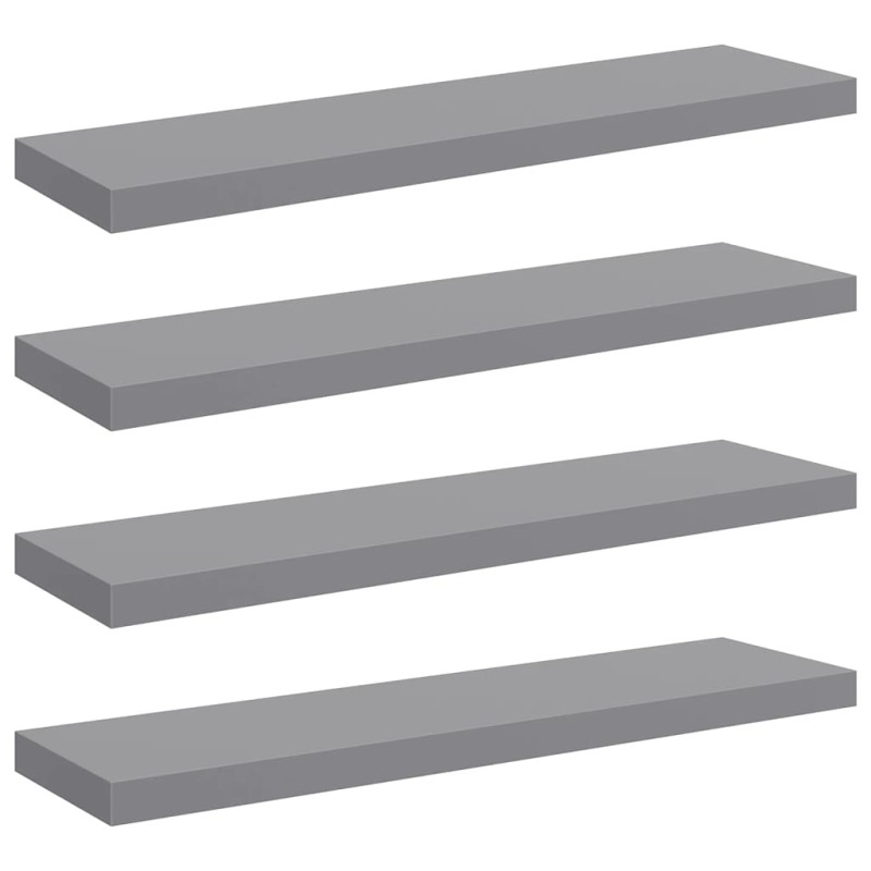 vidaXL Ράφια Τοίχου 4 τεμ. Γκρι 90x23,5x3,8 εκ. MDF