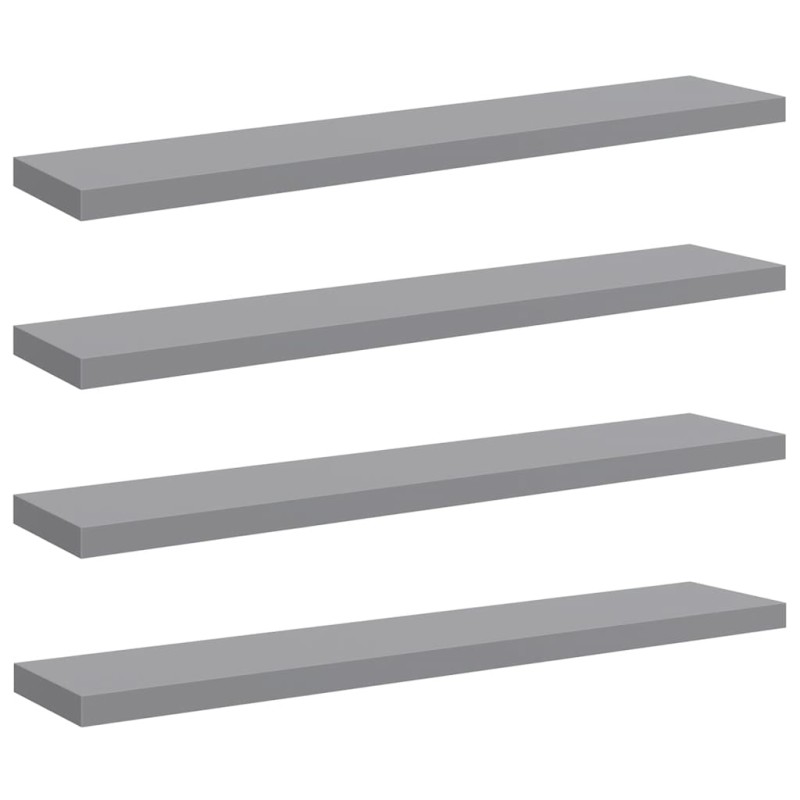 vidaXL Ράφια Τοίχου 4 τεμ. Γκρι 120x23,5x3,8 εκ. MDF