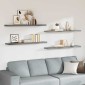 vidaXL Ράφια Τοίχου 4 τεμ. Γκρι 120x23,5x3,8 εκ. MDF