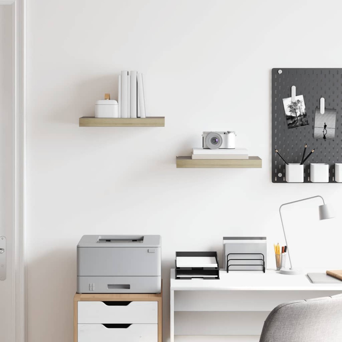 vidaXL Ράφια Τοίχου 2 τεμ. Χρώμα Δρυός 40x23x3,8 εκ. MDF