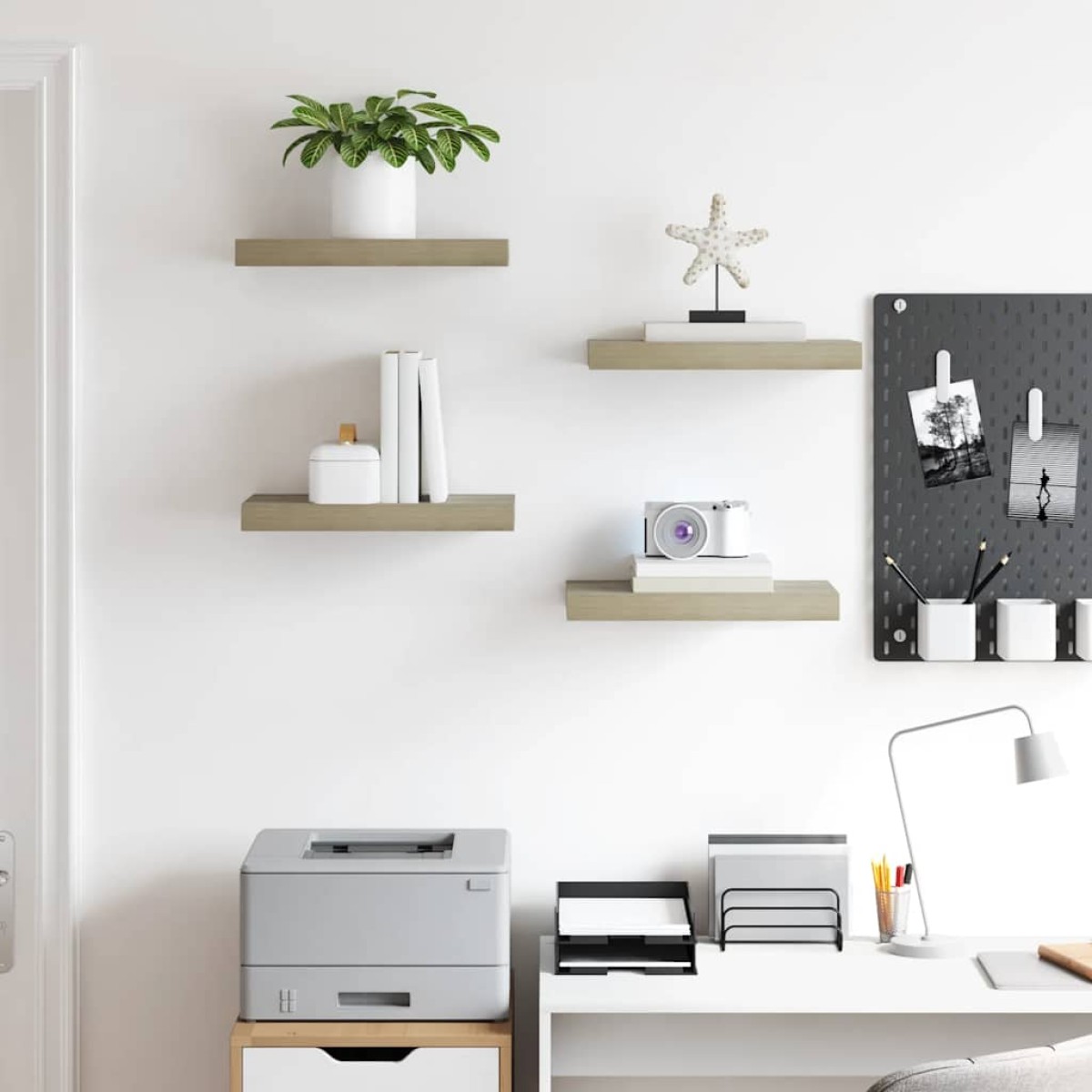 vidaXL Ράφια Τοίχου 4 τεμ. Χρώμα Δρυός 40x23x3,8 εκ. MDF