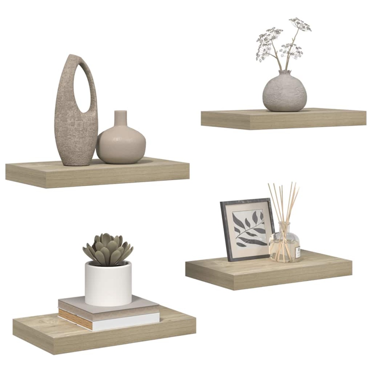 vidaXL Ράφια Τοίχου 4 τεμ. Χρώμα Δρυός 40x23x3,8 εκ. MDF