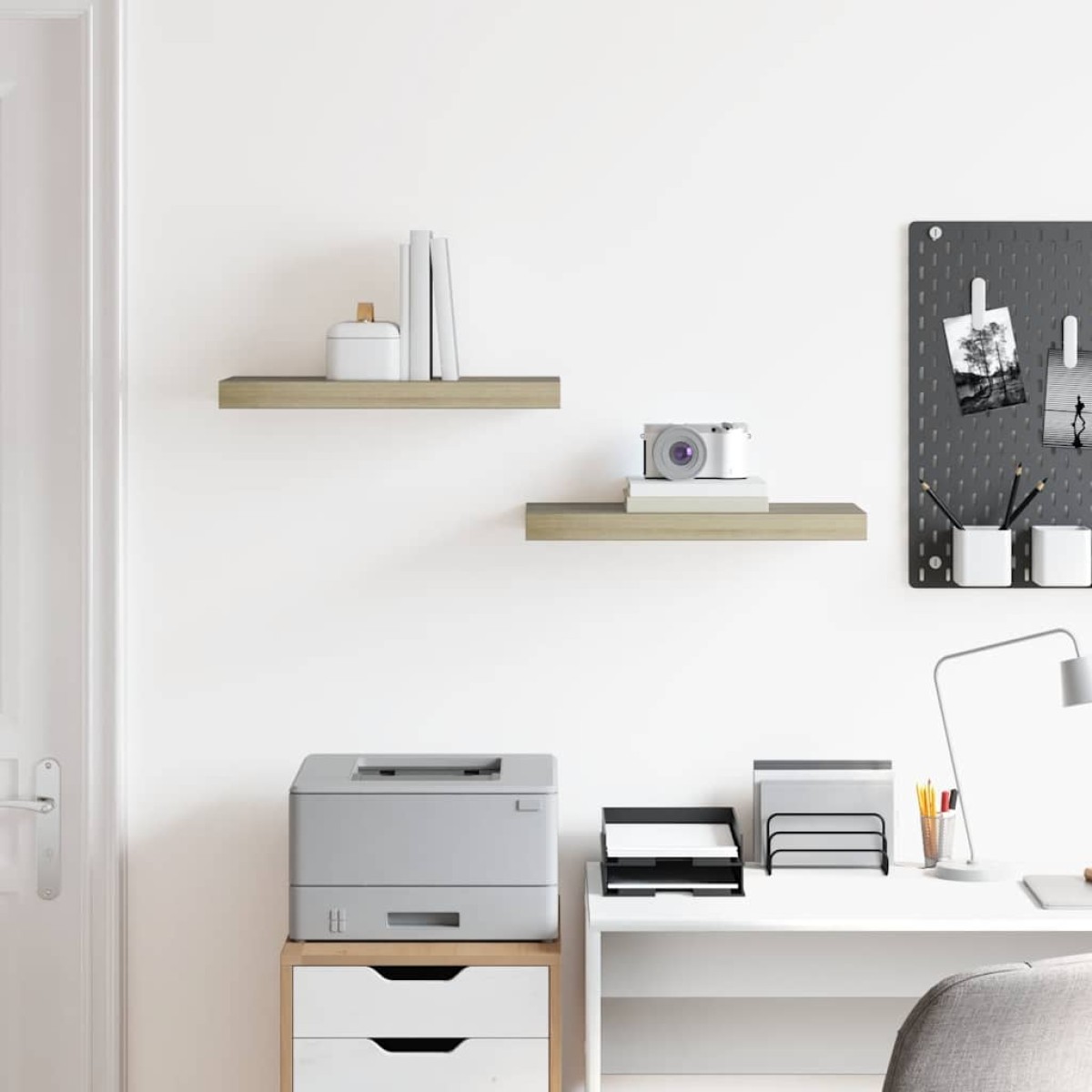 vidaXL Ράφια Τοίχου 2 τεμ. Χρώμα Δρυός 50x23x3,8 εκ. MDF