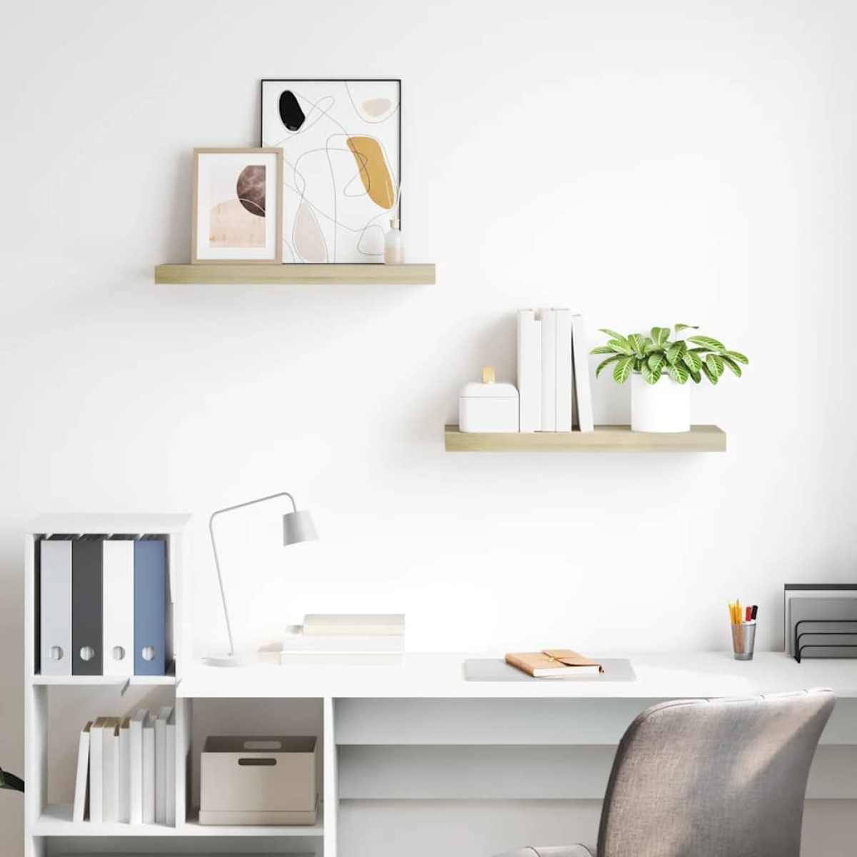 vidaXL Ράφια Τοίχου 2 τεμ. Χρώμα Δρυός 60x23,5x3,8 εκ. MDF