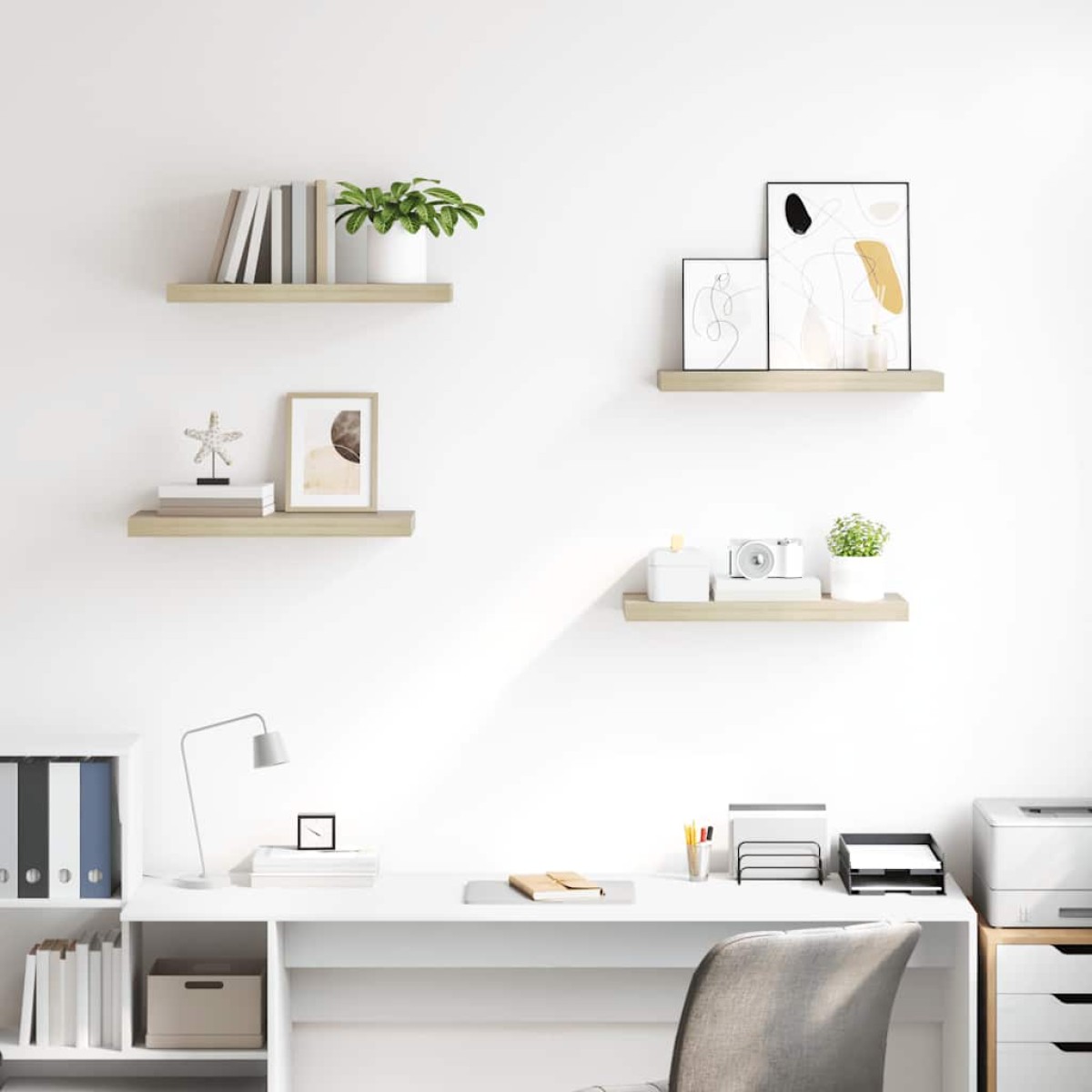 vidaXL Ράφια Τοίχου 4 τεμ. Χρώμα Δρυός 60x23,5x3,8 εκ. MDF