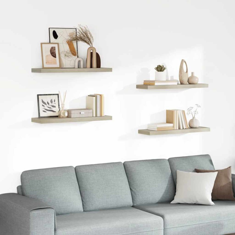 vidaXL Ράφια Τοίχου 4 τεμ. Χρώμα Δρυός 80 x 23,5 x 3,8 εκ. MDF