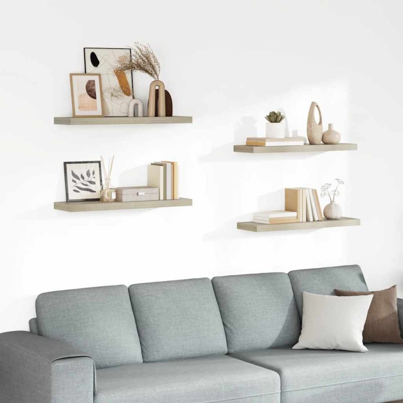 vidaXL Ράφια Τοίχου 4 τεμ. Χρώμα Δρυός 80 x 23,5 x 3,8 εκ. MDF