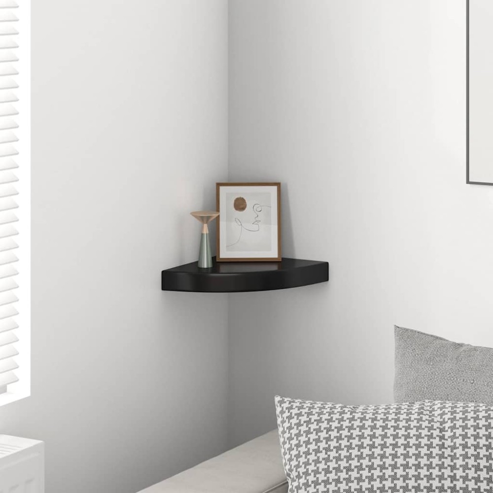 vidaXL Ράφι Τοίχου Γωνιακό Γυαλιστερό Μαύρο 25 x 25 x 3,8 εκ. από MDF