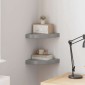 vidaXL Ράφια Τοίχου Γωνιακά 2 Τεμ. Γυαλιστερό Γκρι 25x25x3,8εκ. MDF