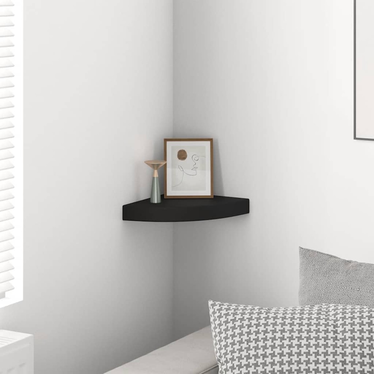 vidaXL Ράφι Τοίχου Γωνιακό Μαύρο 25 x 25 x 3,8 εκ. από MDF