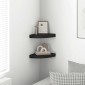 vidaXL Ράφια Τοίχου 2 τεμ. Μαύρα 25x25x3,8 εκ. από MDF