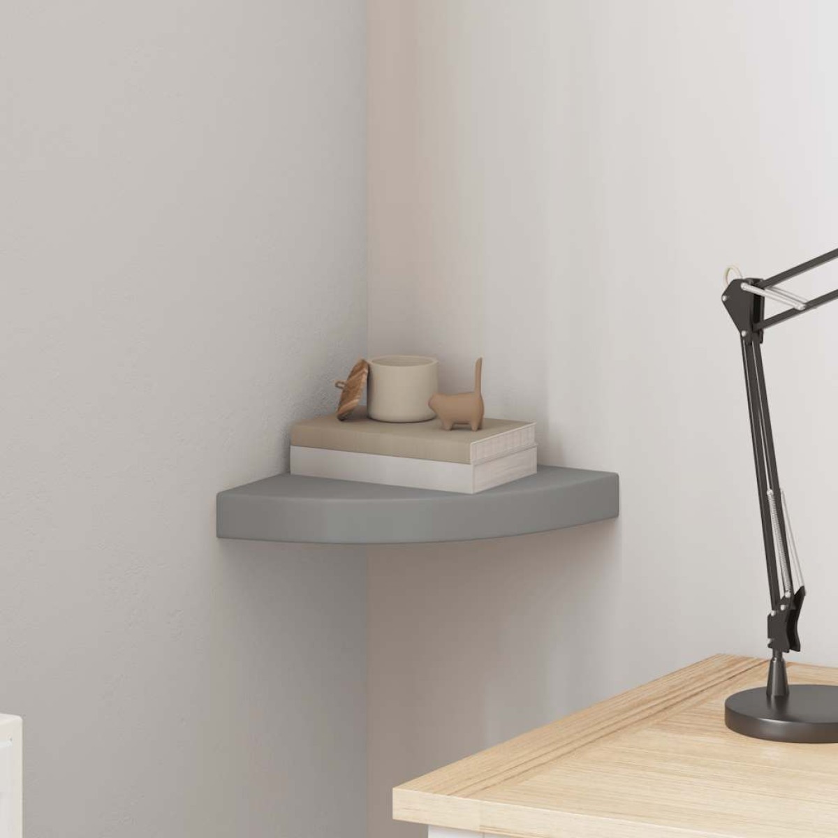 vidaXL Ράφι Τοίχου Γωνιακό Γκρι 25 x 25 x 3,8 εκ. από MDF
