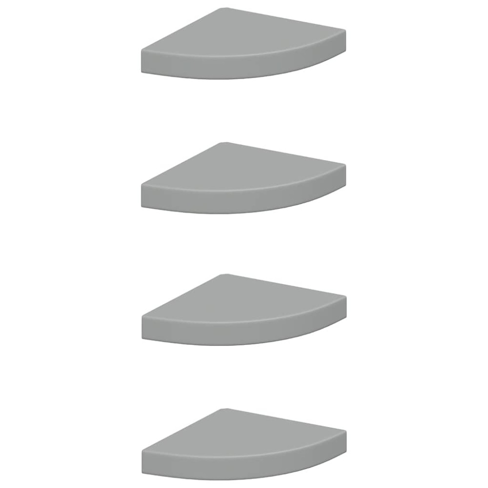 vidaXL Ράφια Τοίχου Γωνιακά 4 τεμ. Γκρι 25x25x3,8 εκ. MDF