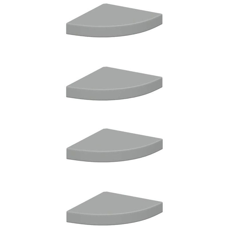 vidaXL Ράφια Τοίχου Γωνιακά 4 τεμ. Γκρι 25x25x3,8 εκ. MDF