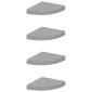 vidaXL Ράφια Τοίχου Γωνιακά 4 τεμ. Γκρι 25x25x3,8 εκ. MDF