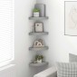 vidaXL Ράφια Τοίχου Γωνιακά 4 τεμ. Γκρι 25x25x3,8 εκ. MDF