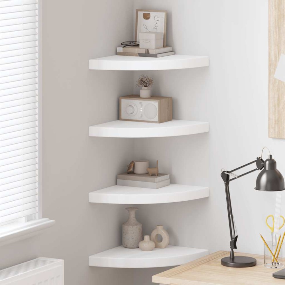 vidaXL Ράφια Τοίχου Γωνιακά 4 τεμ. Άσπρα 35x35x3,8 εκ. MDF