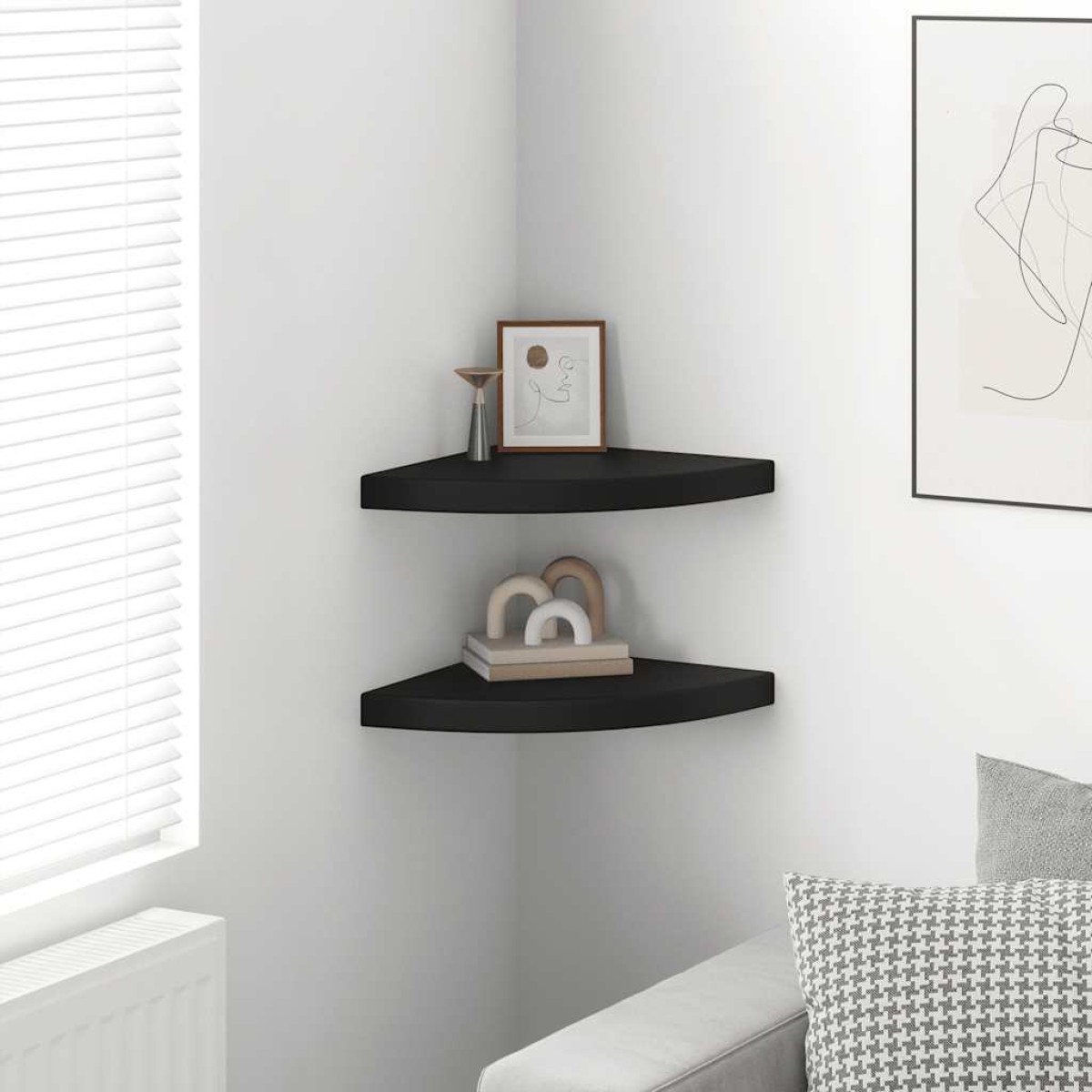 vidaXL Ράφια Τοίχου 2 τεμ. Μαύρα 35x35x3,8 εκ. από MDF