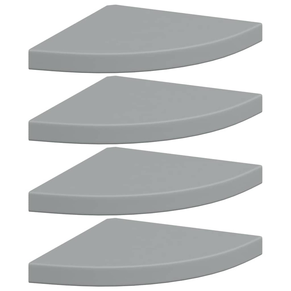 vidaXL Ράφια Τοίχου Γωνιακά 4 τεμ. Γκρι 35x35x3,8 εκ. MDF