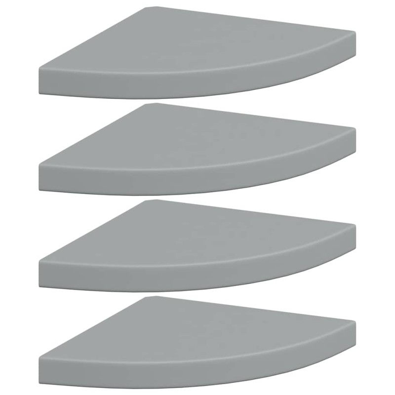 vidaXL Ράφια Τοίχου Γωνιακά 4 τεμ. Γκρι 35x35x3,8 εκ. MDF
