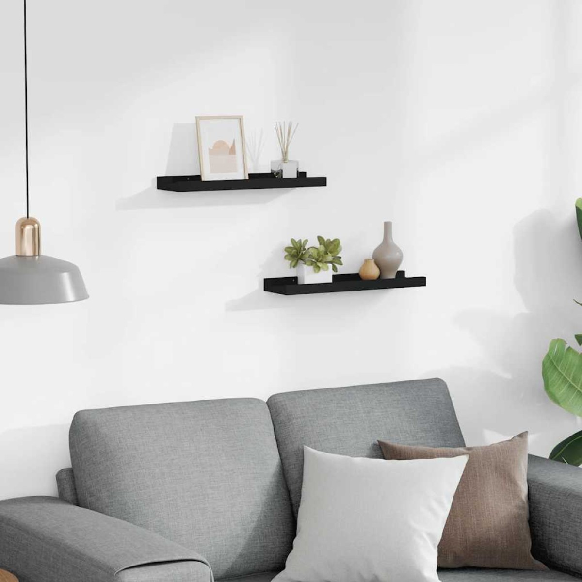 vidaXL Ράφια για Κορνίζες 2 τεμ. Μαύρα 40 x 9 x 3 εκ. από MDF