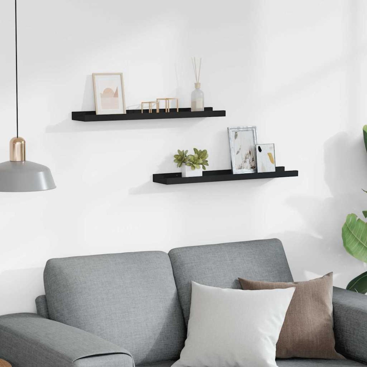 vidaXL Ράφια για Κορνίζες 2 τεμ. Μαύρα 60 x 9 x 3 εκ. από MDF