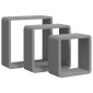 vidaXL Ράφια Κύβοι Τοίχου 3 τεμ. Γκρι από MDF